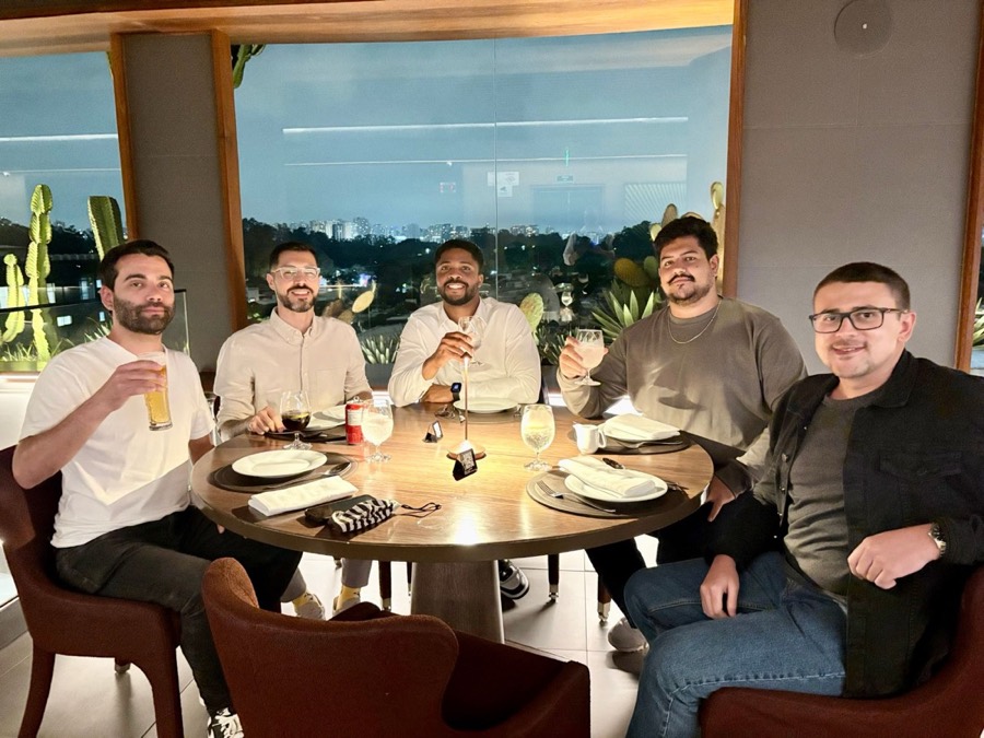 Ron Smith at dinner in São Paulo with software engineers on contract through TekRecruiter